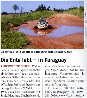 Bericht erschienen in Reise & Preise, Ausgabe 2-2006 über 2CV-Tours.de